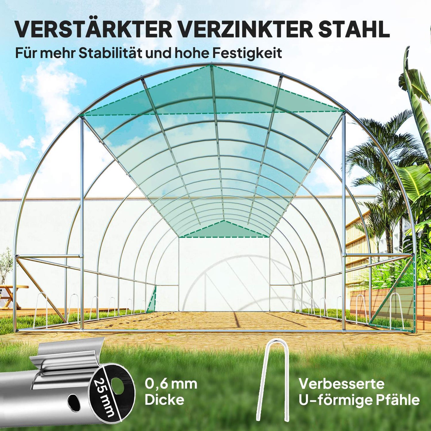 UV-resistant film greenhouse, 6x3x2m, Roll-Up Sides
