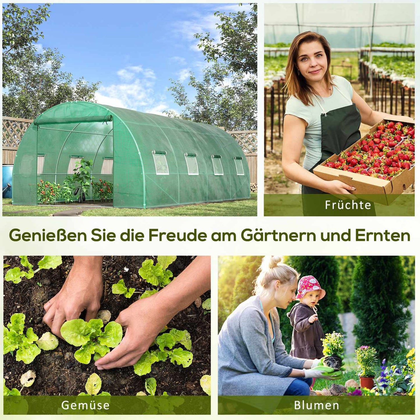 Modular 6x3x2m greenhouse, UV resistant, with roll-up sides