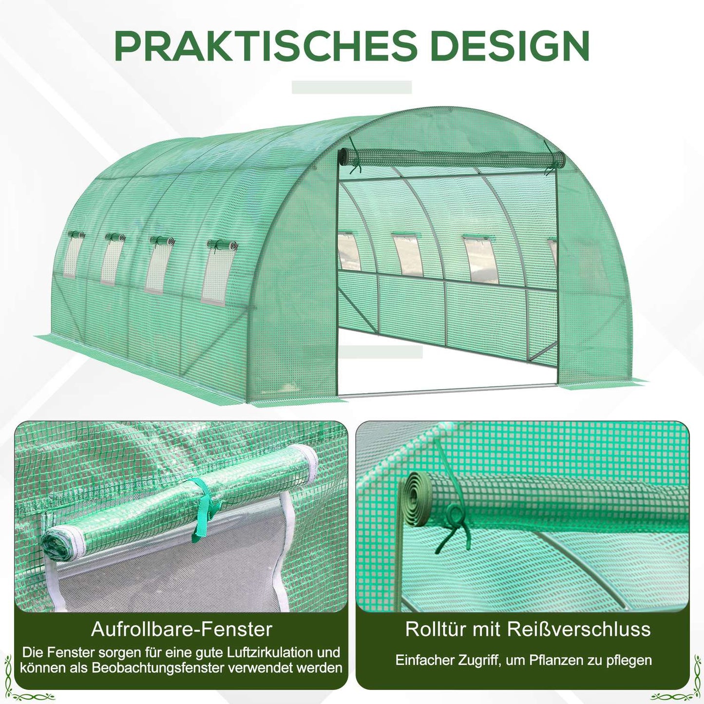 Modular 6x3x2m greenhouse, UV resistant, with roll-up sides