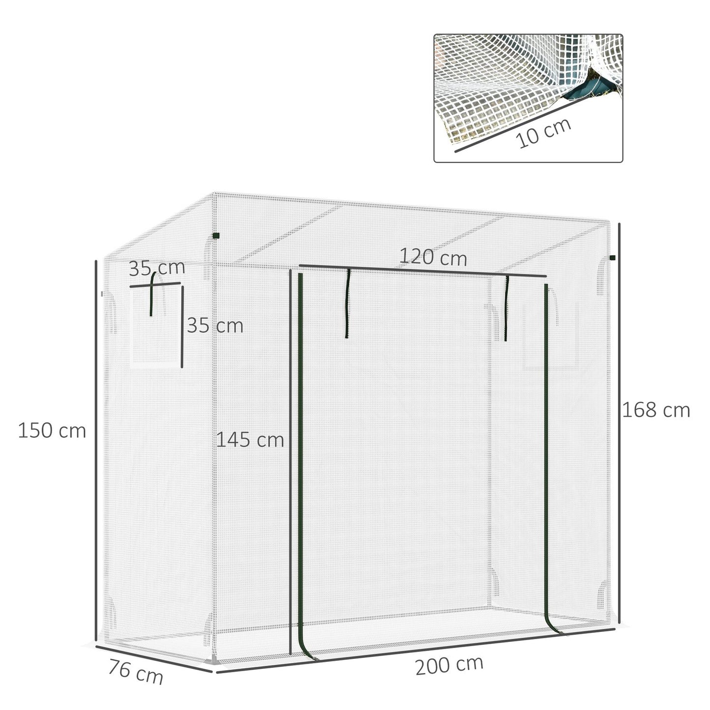 Greenhouse film, 200x68x196cm, windproof steel & PE