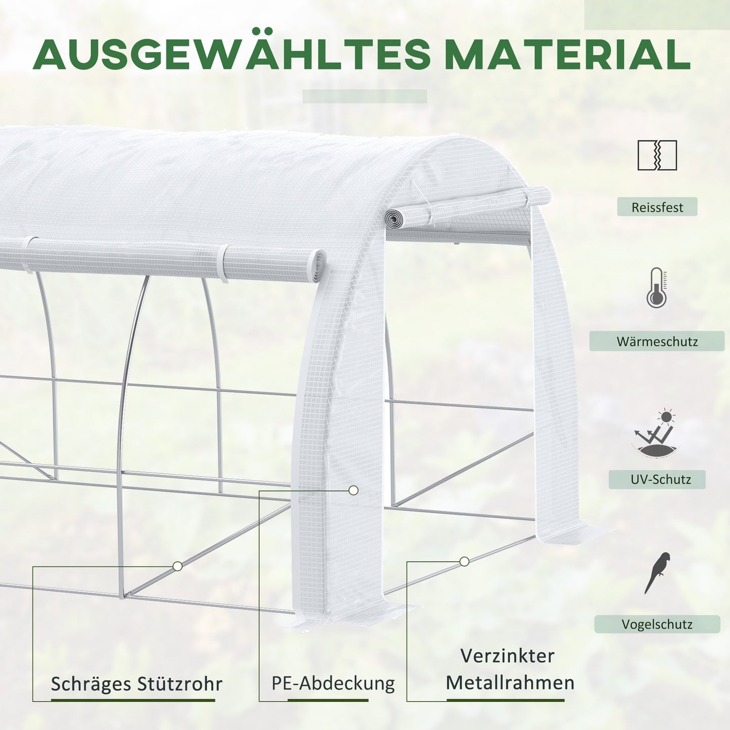 UV-protected greenhouse film, 3.97x3.02x2m, windproof, white