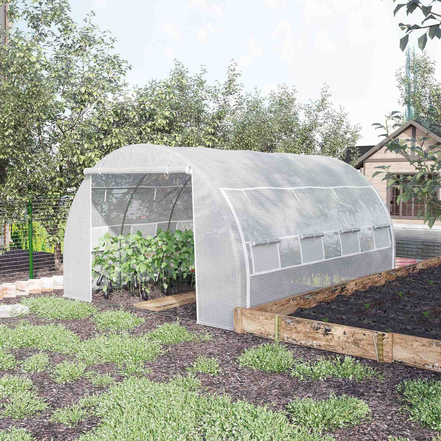 UV-protected greenhouse film, 3.97x3.02x2m, windproof, white