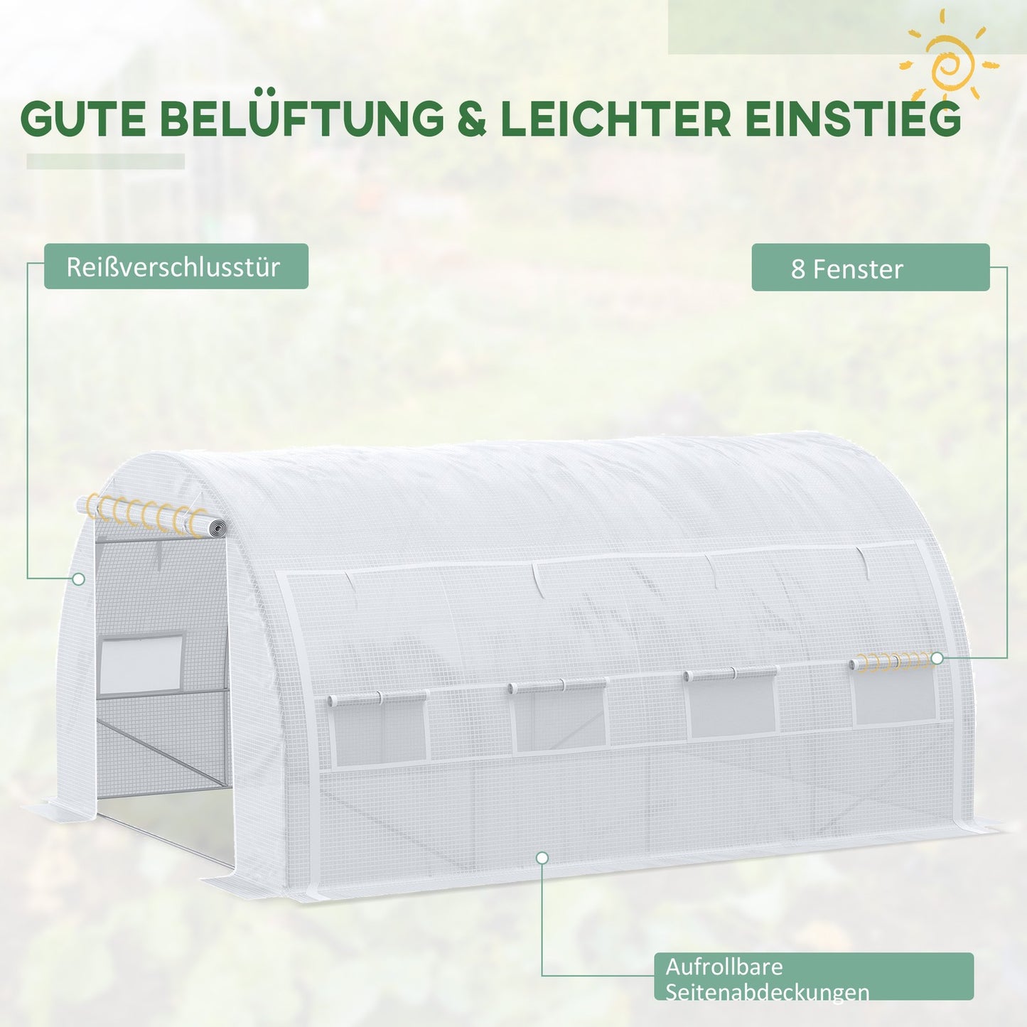 UV-protected greenhouse film, 3.97x3.02x2m, windproof, white