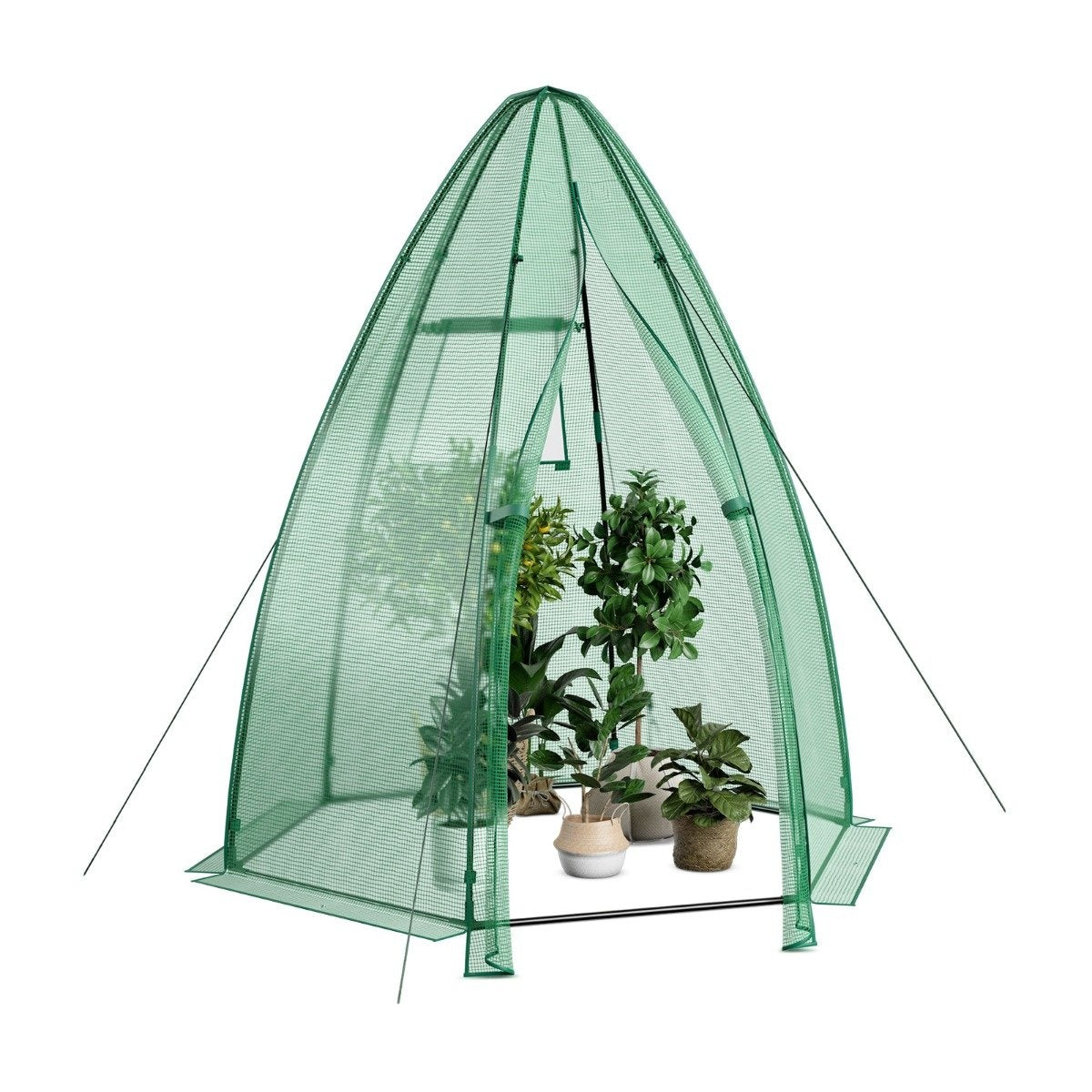 Greenhouse garden greenhouse with all-weather PE cover 160 x 160 x 183 cm green