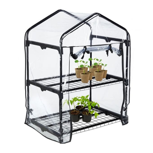 Greenhouse with 2 shelves