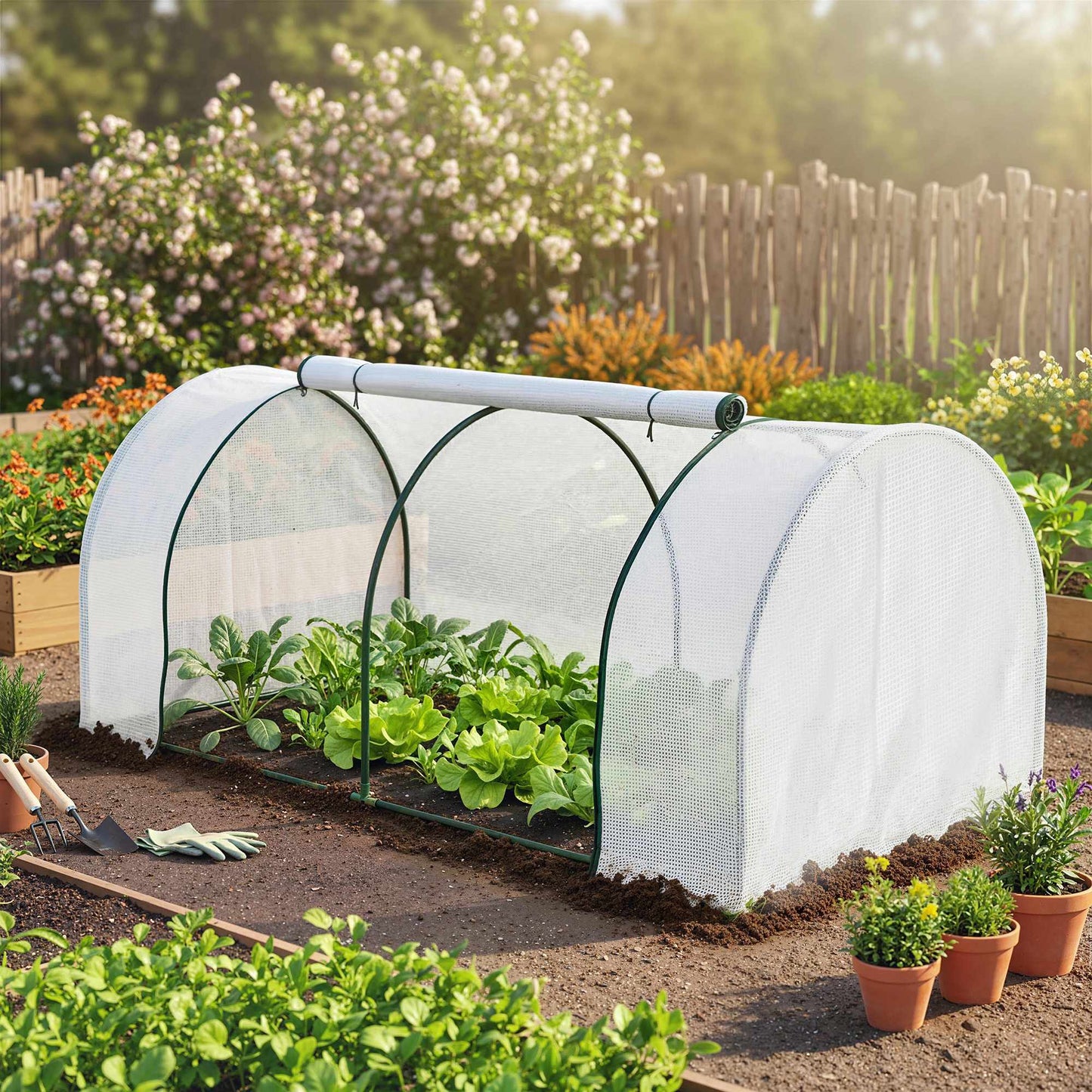 Greenhouse with PE Mesh Cover, Steel Frame, 200x100x80 cm