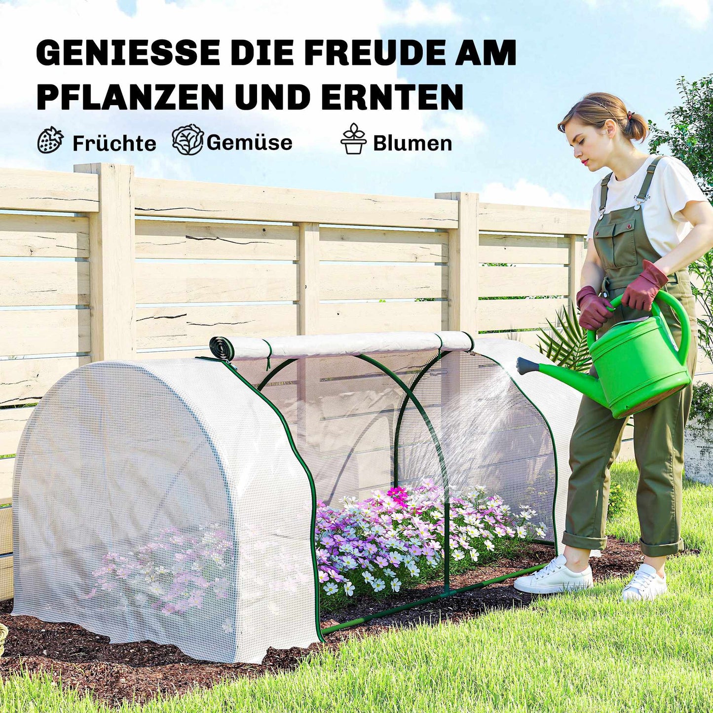 Greenhouse with PE Mesh Cover, Steel Frame, 200x100x80 cm