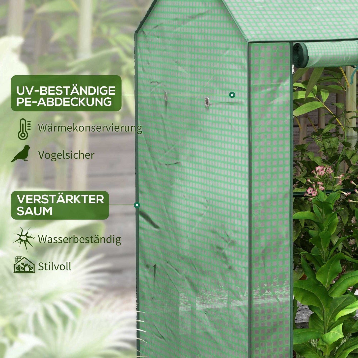 Greenhouse with Roll-Up Door, 100x80x150 cm, UV-Resistant