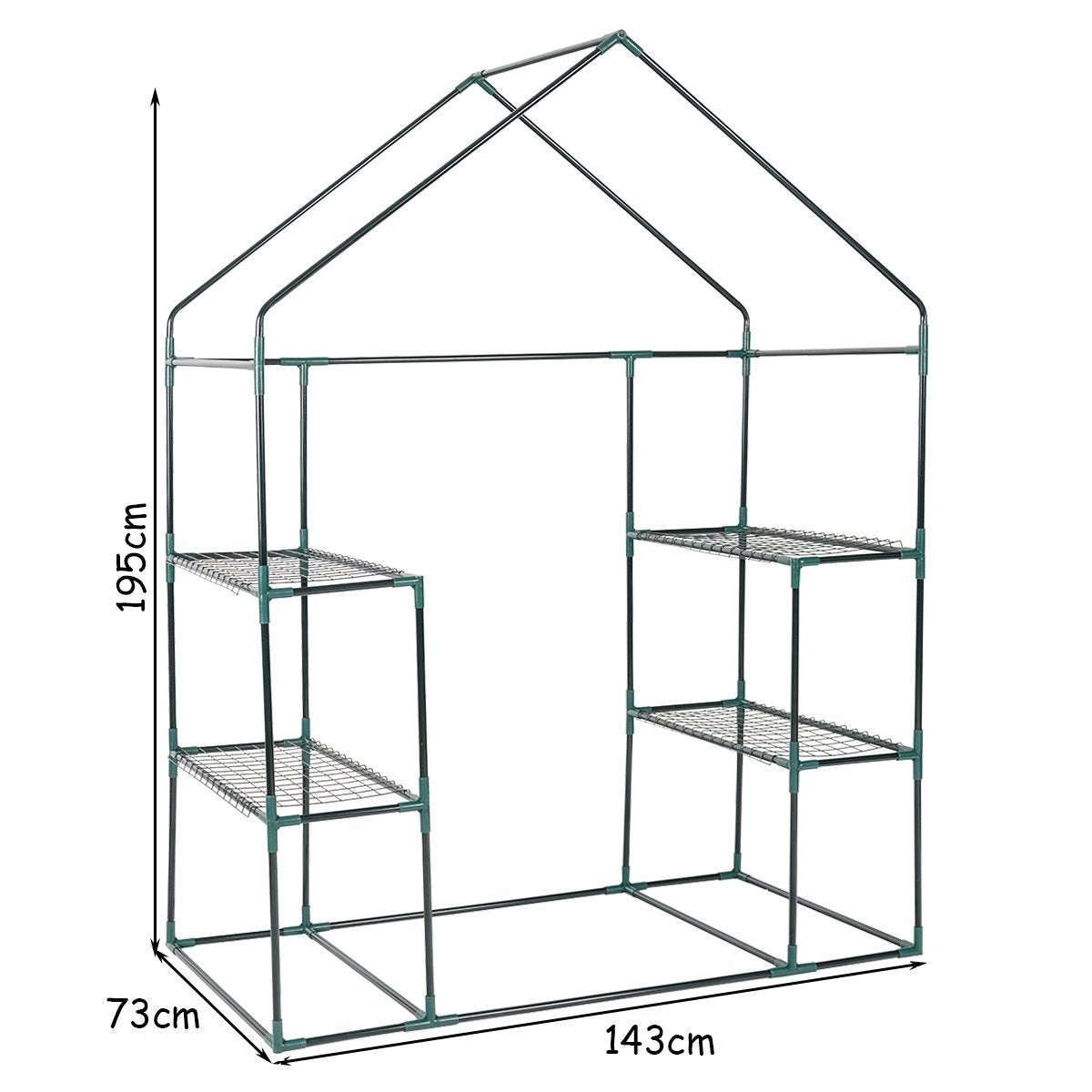 Greenhouse with Shelves, PVC Cover, 143 x 73 x 195 cm