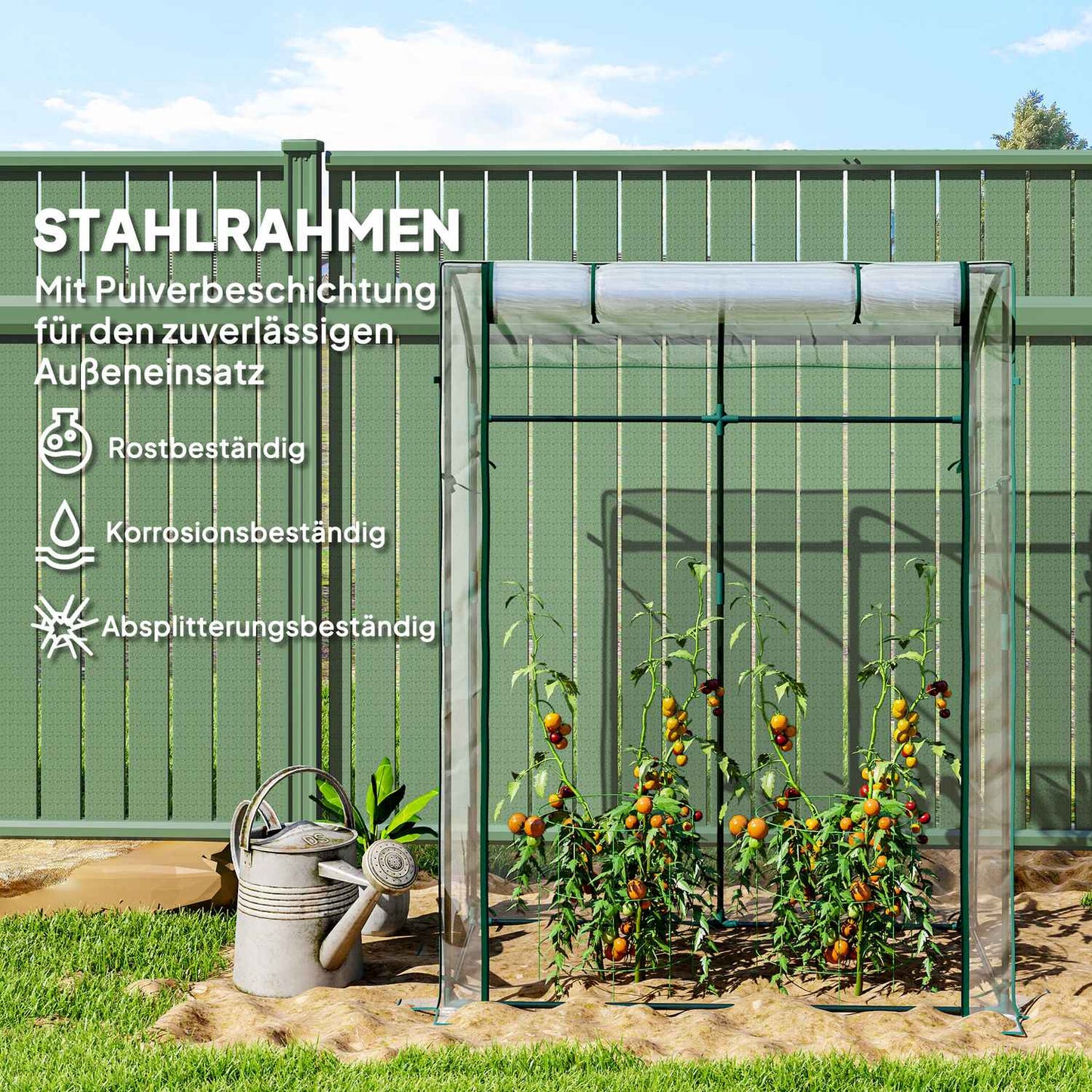 Winterproof Steel greenhouse, Bent roof, 128x70x170cm