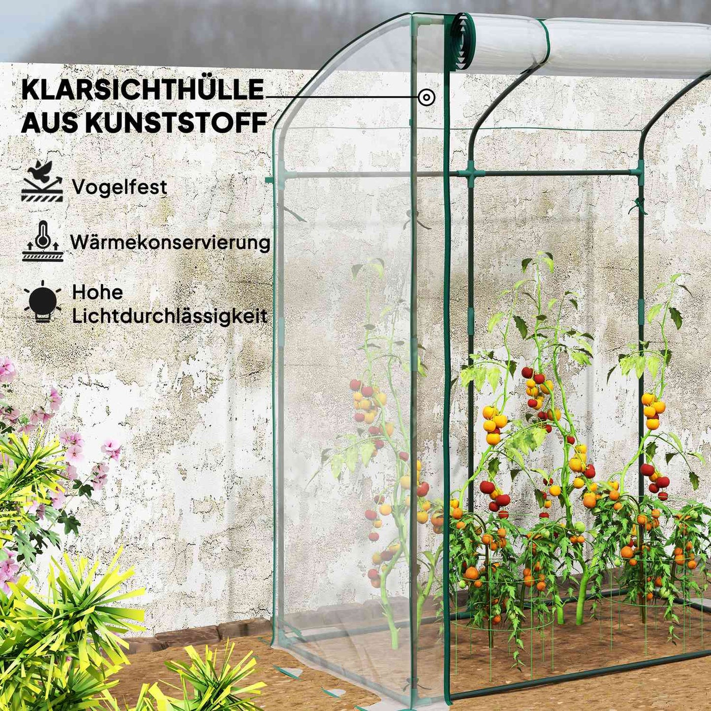 Winterproof Steel greenhouse, Bent roof, 128x70x170cm