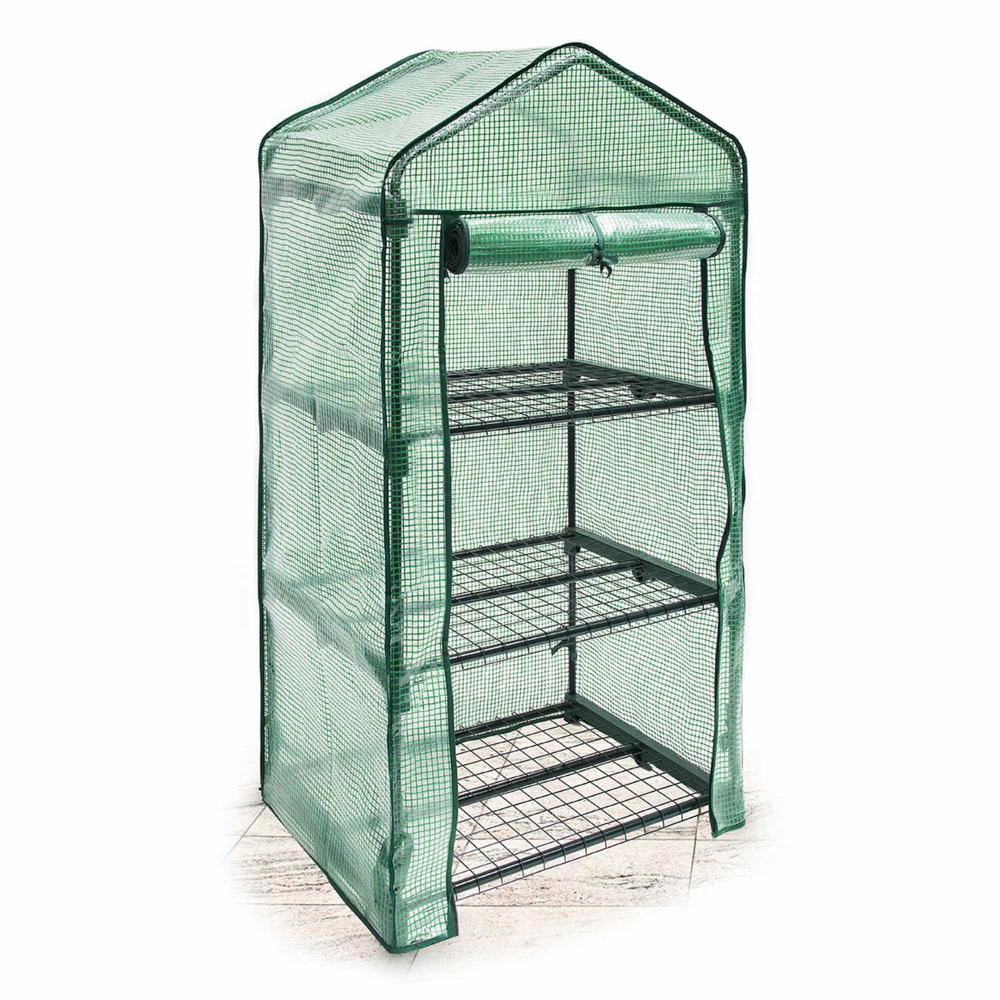 Greenhouse with net-reinforced PE foil