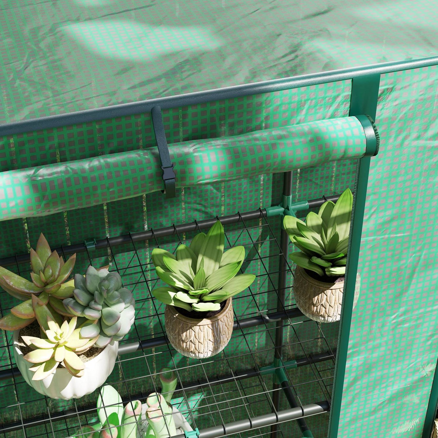 Steel frame greenhouse with shelves - 144x48x152 cm