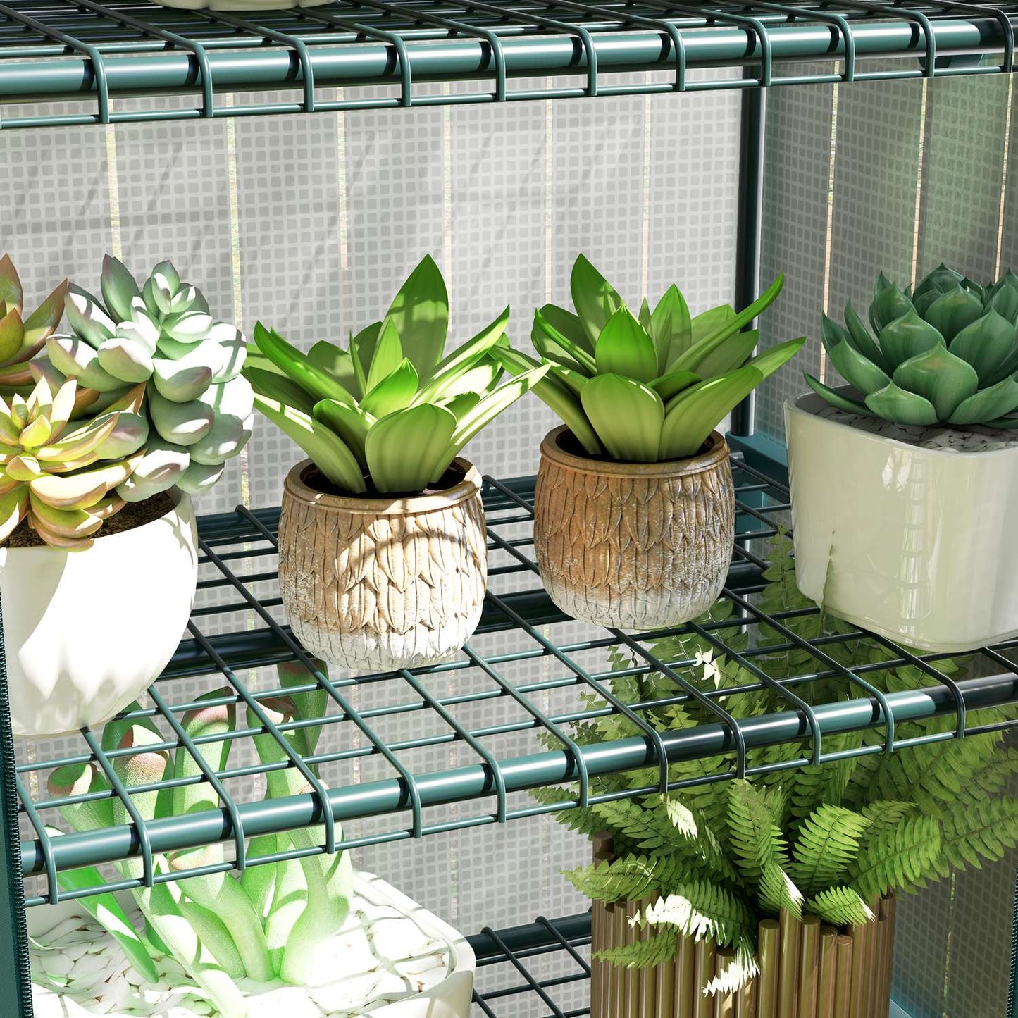 Steel frame Greenhouse with shelves, winterproof cover 69x50x165 cm