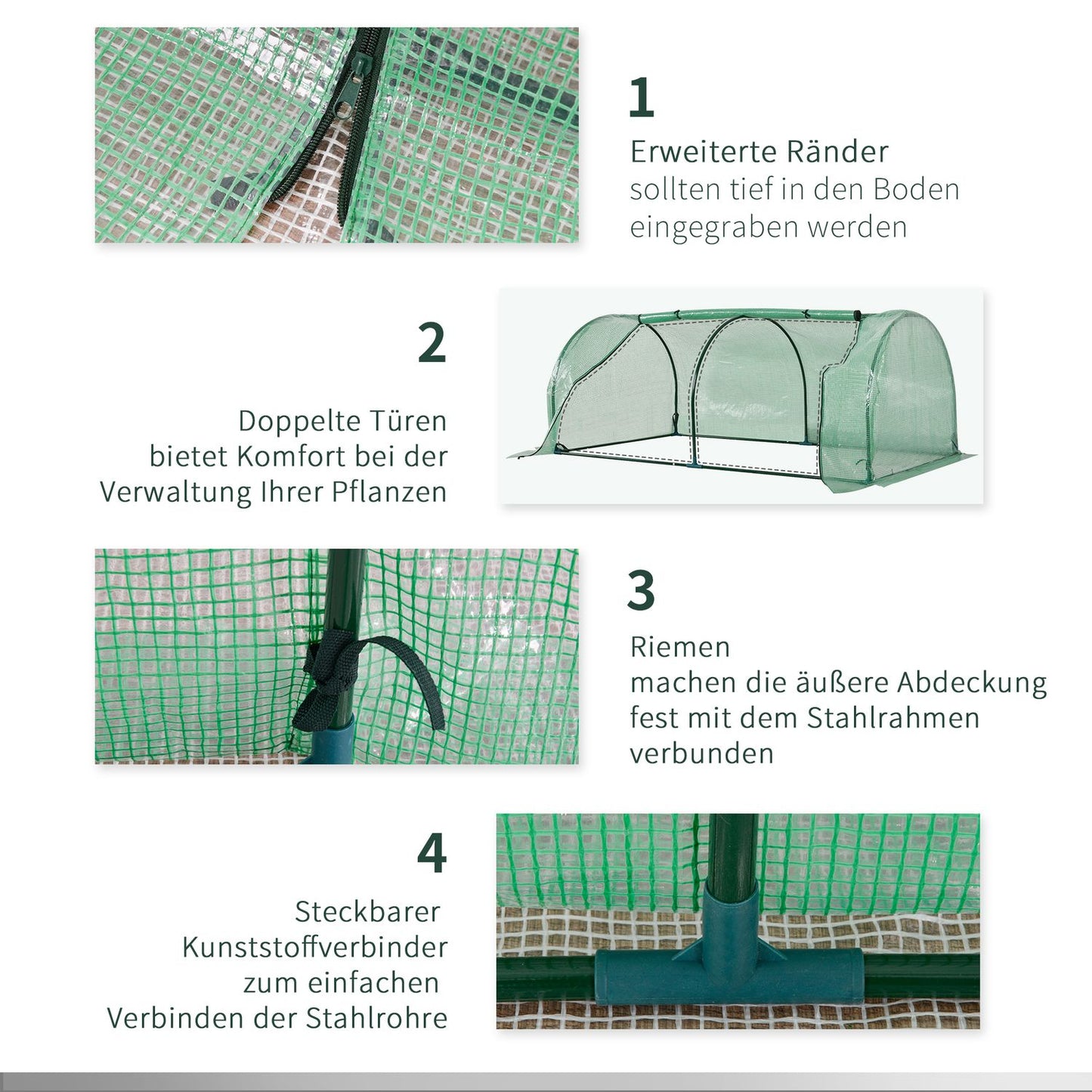 Greenhouse with UV protection and Roller window, 200 x 100 x 80 cm