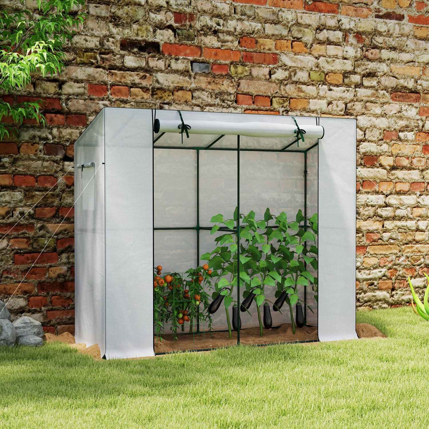 Winterproof Steel greenhouse with roller door, UV protection 200x76x170cm