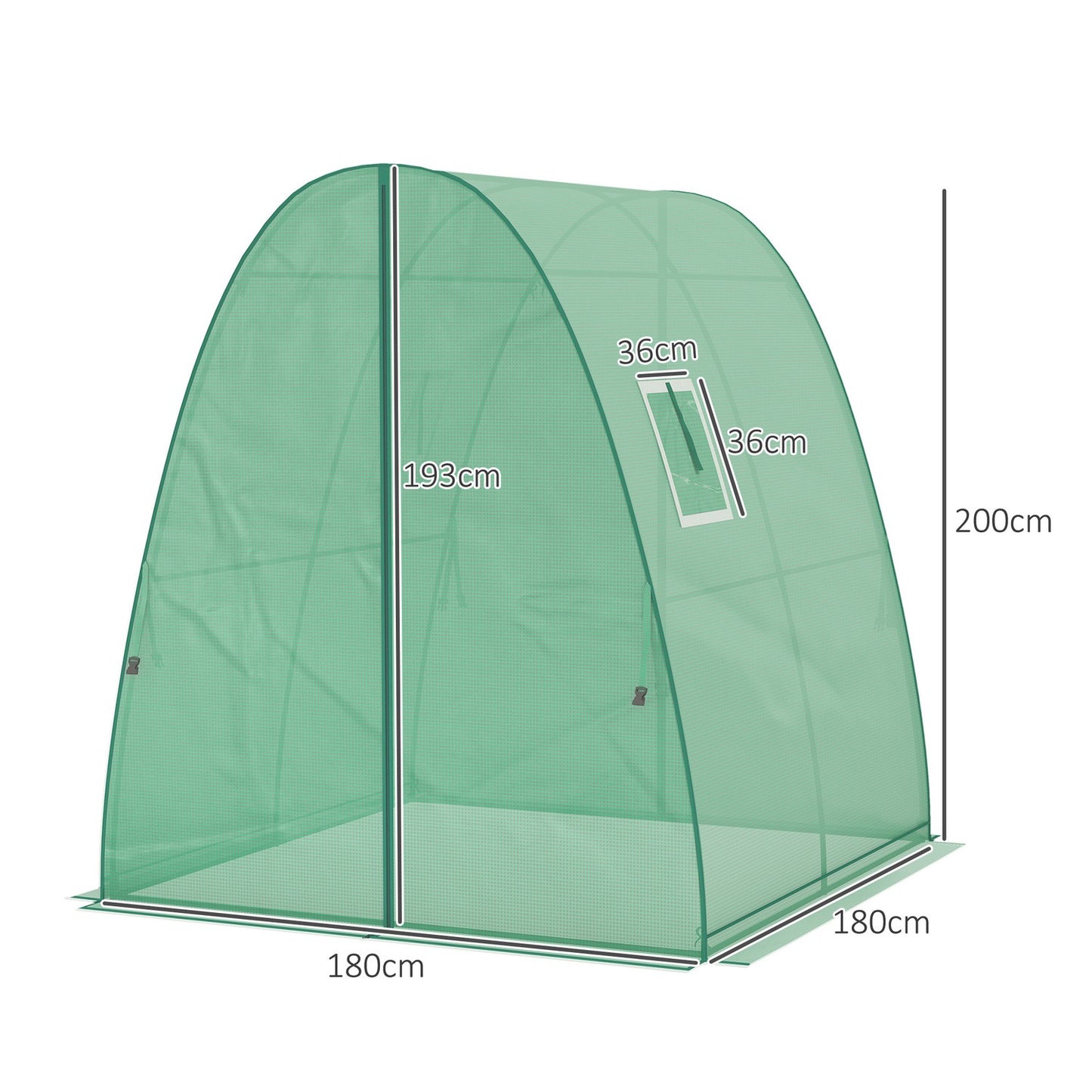 Winter-proof greenhouse made of steel foil with door and window