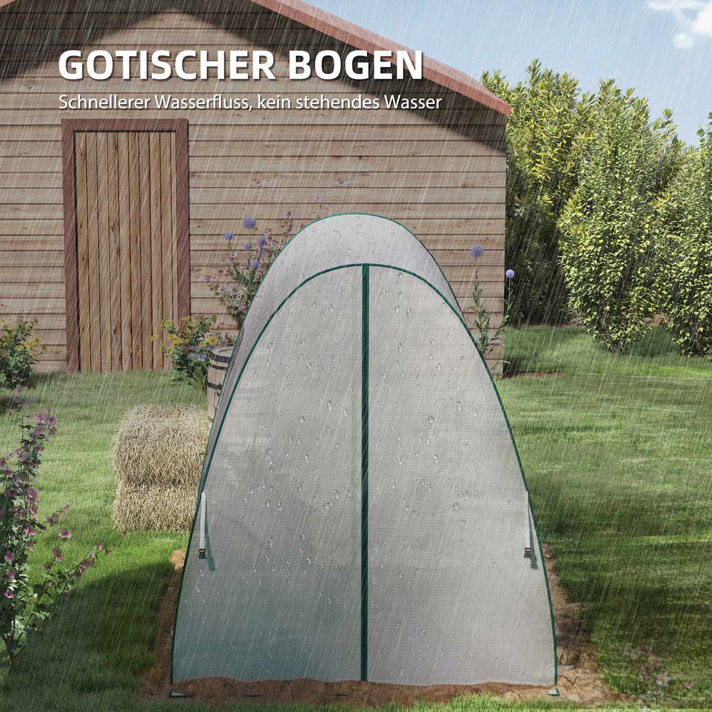 Winterproof Steel Greenhouse, Roller Door & Window, 180x180x200 cm