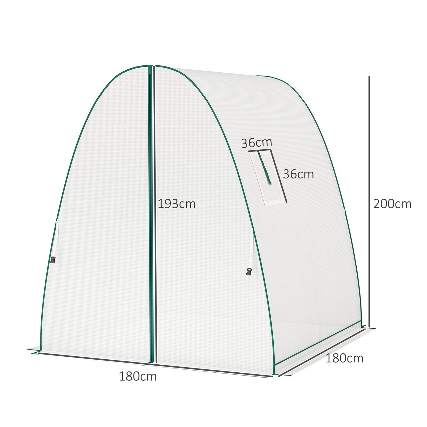 Winterproof Steel Greenhouse, Roller Door & Window, 180x180x200 cm