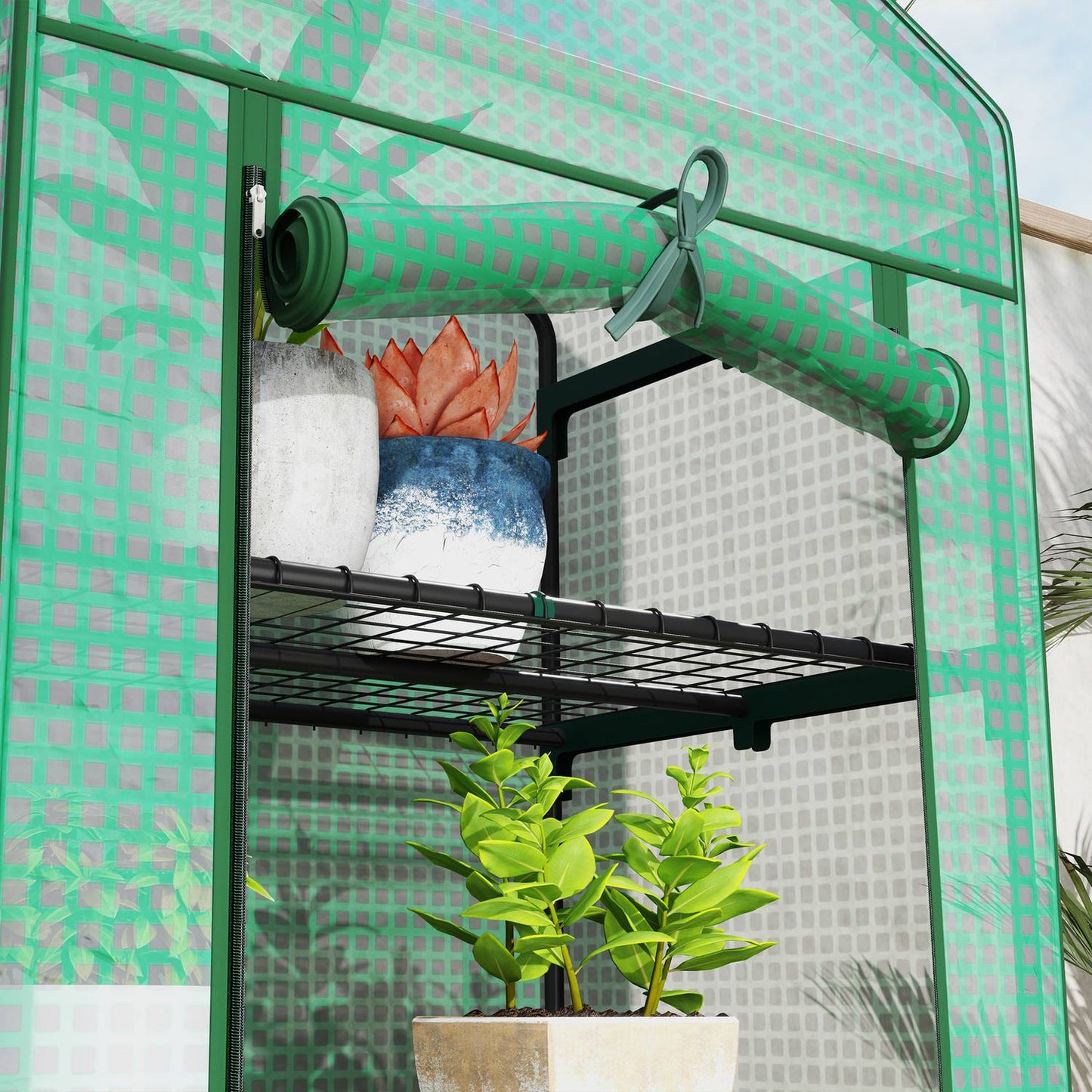 Steel greenhouse with shelves - Winterproof, 69x49x193 cm