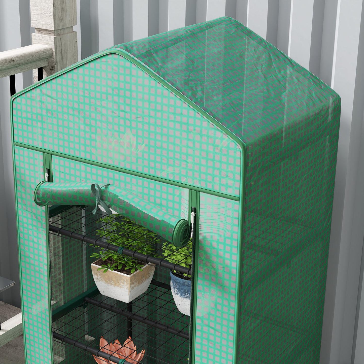 Steel greenhouse with shelves - Winterproof, 69x49x193 cm