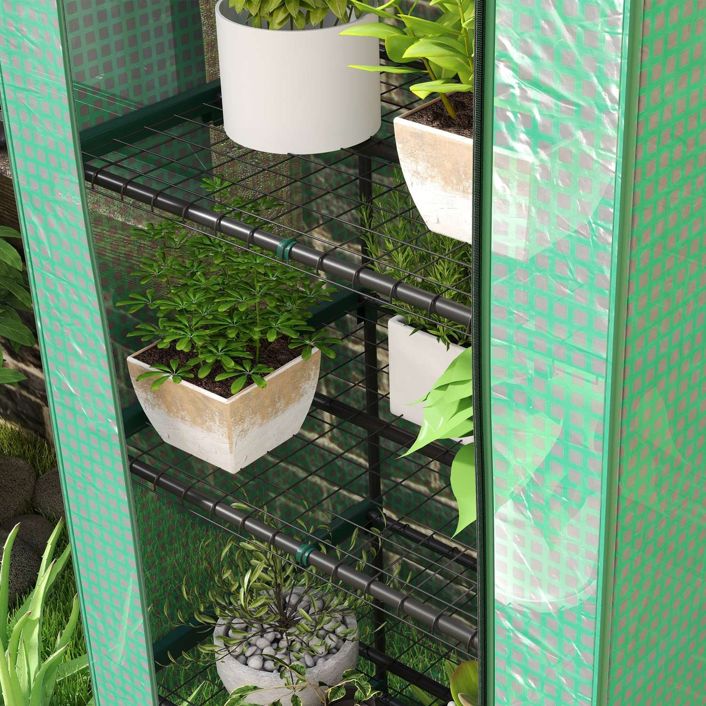 Steel greenhouse with shelves - Winterproof, 69x49x193 cm