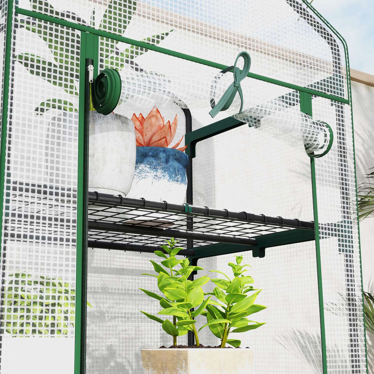 Winter-proof steel greenhouse with shelves for balcony, 69x49x193 cm
