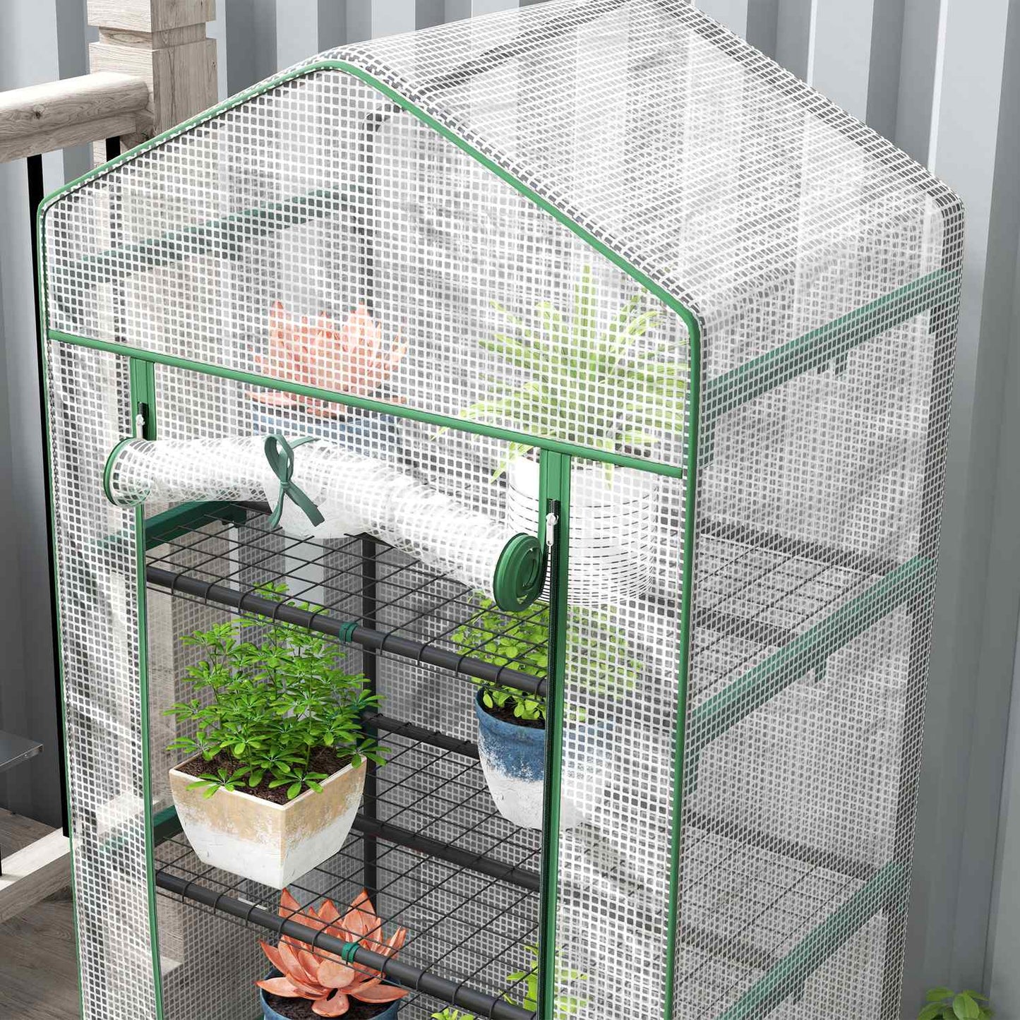 Winter-proof steel greenhouse with shelves for balcony, 69x49x193 cm
