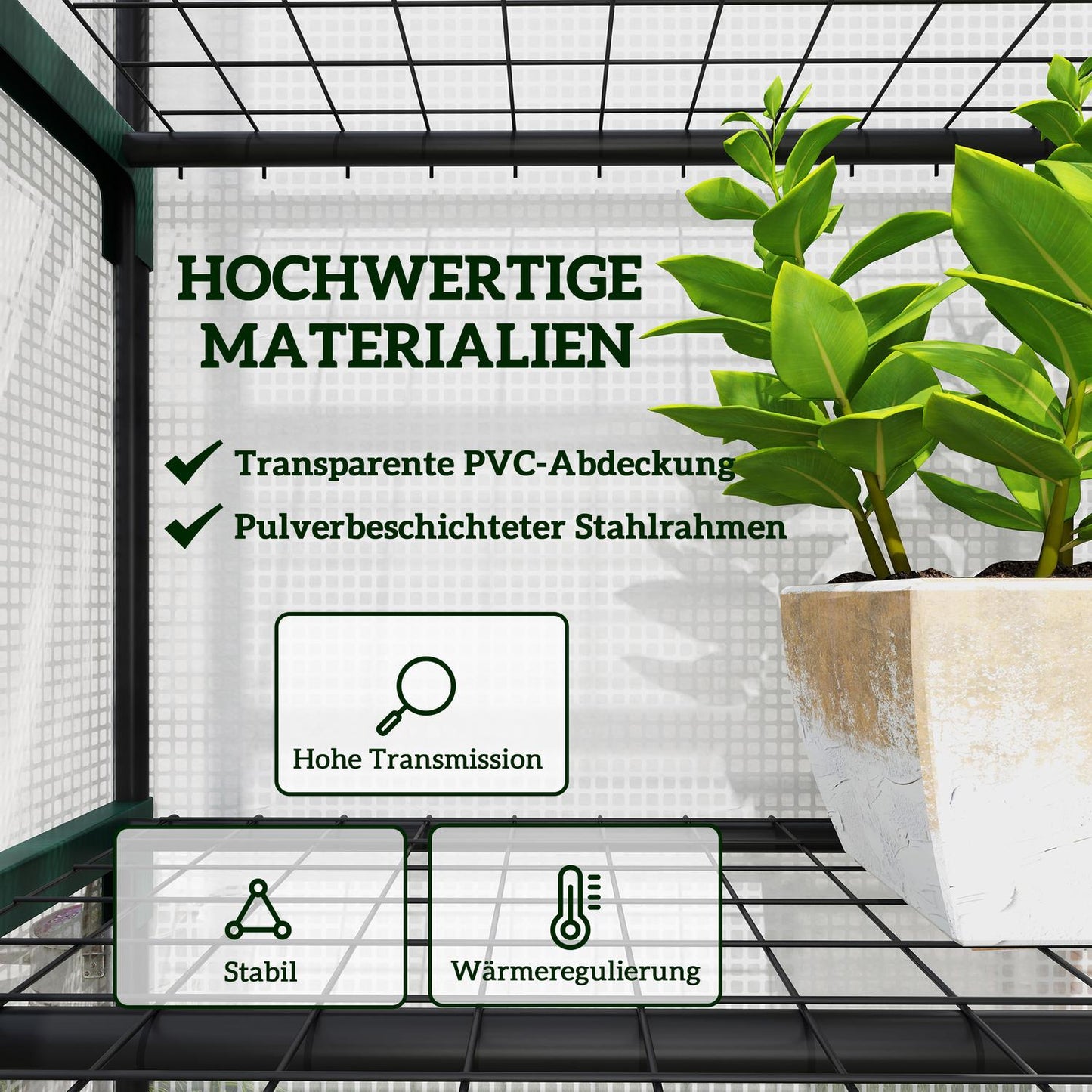 Winter-proof steel greenhouse with shelves for balcony, 69x49x193 cm