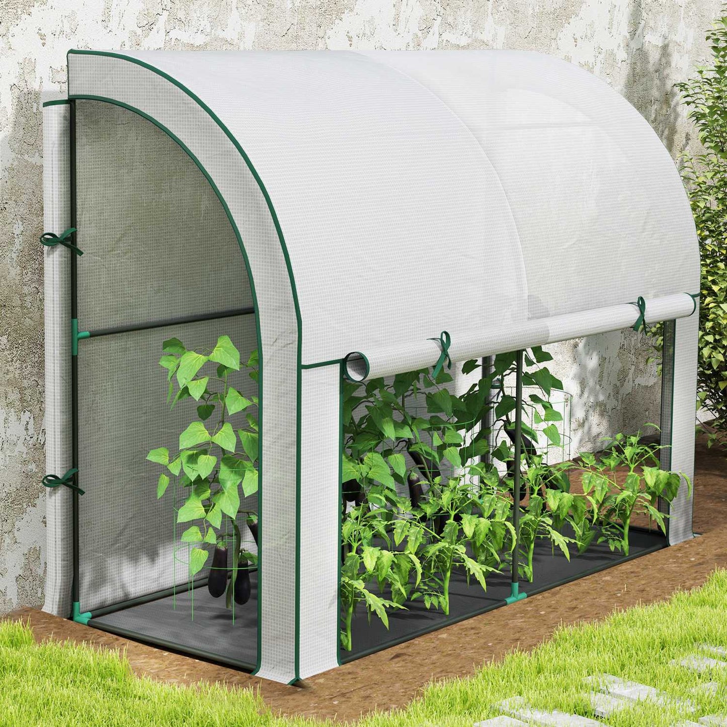Greenhouse with roller door, UV-protected steel frame, 200x80x157cm