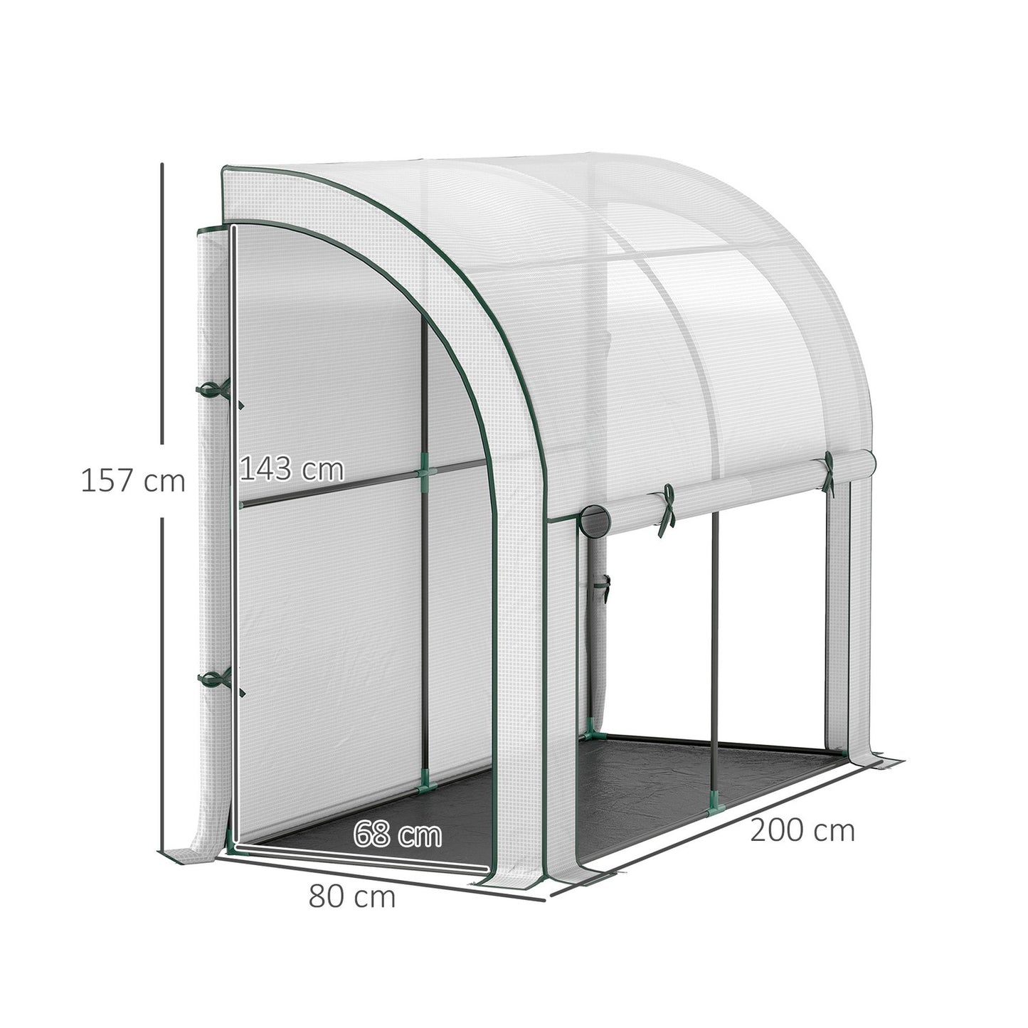 Greenhouse with roller door, UV-protected steel frame, 200x80x157cm