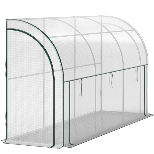 Steel greenhouse with UV protection, 300x80x157cm, White