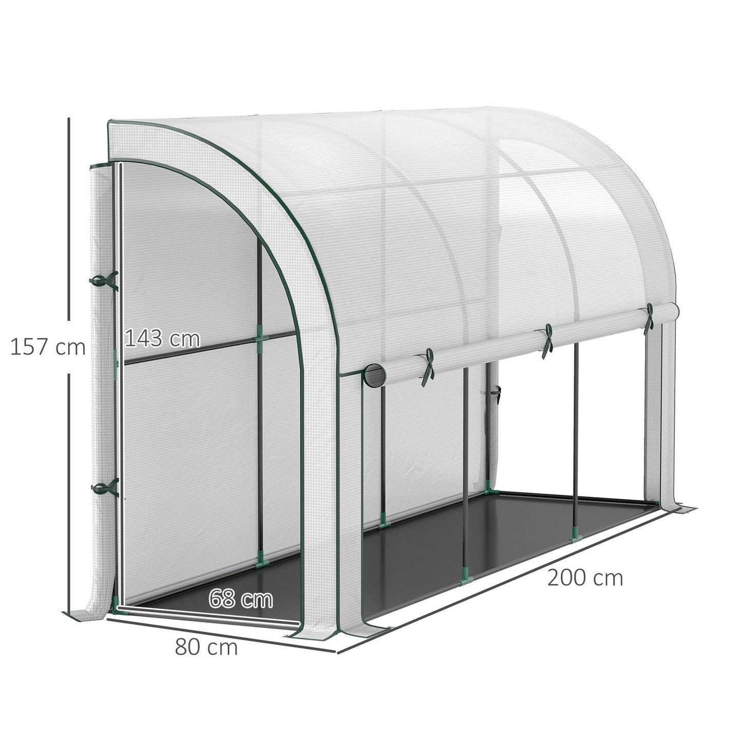 Steel greenhouse with UV protection, 300x80x157cm, White