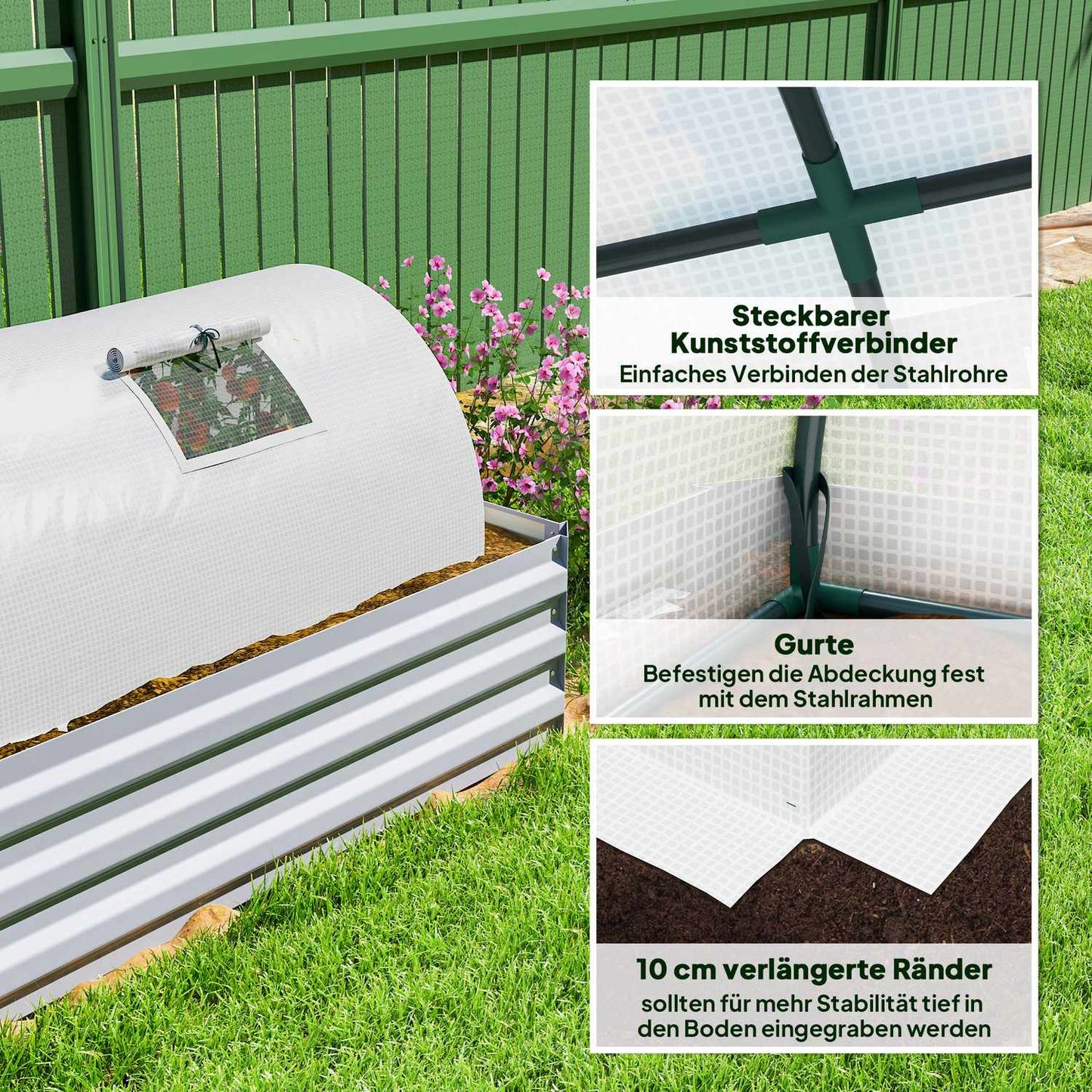 Round tomato greenhouse, UV protected, 300x80x45 cm