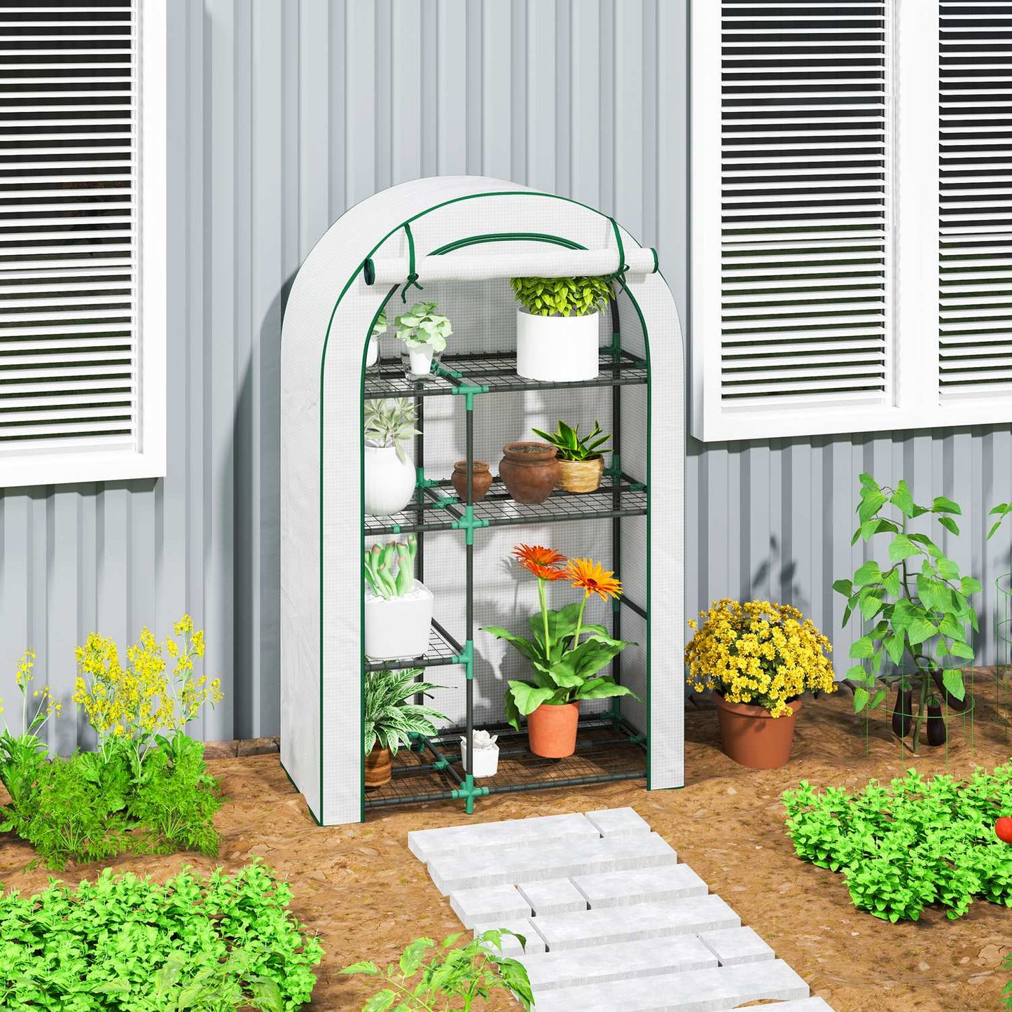 Winter-proof steel greenhouse with shelves - 100x45x160 cm