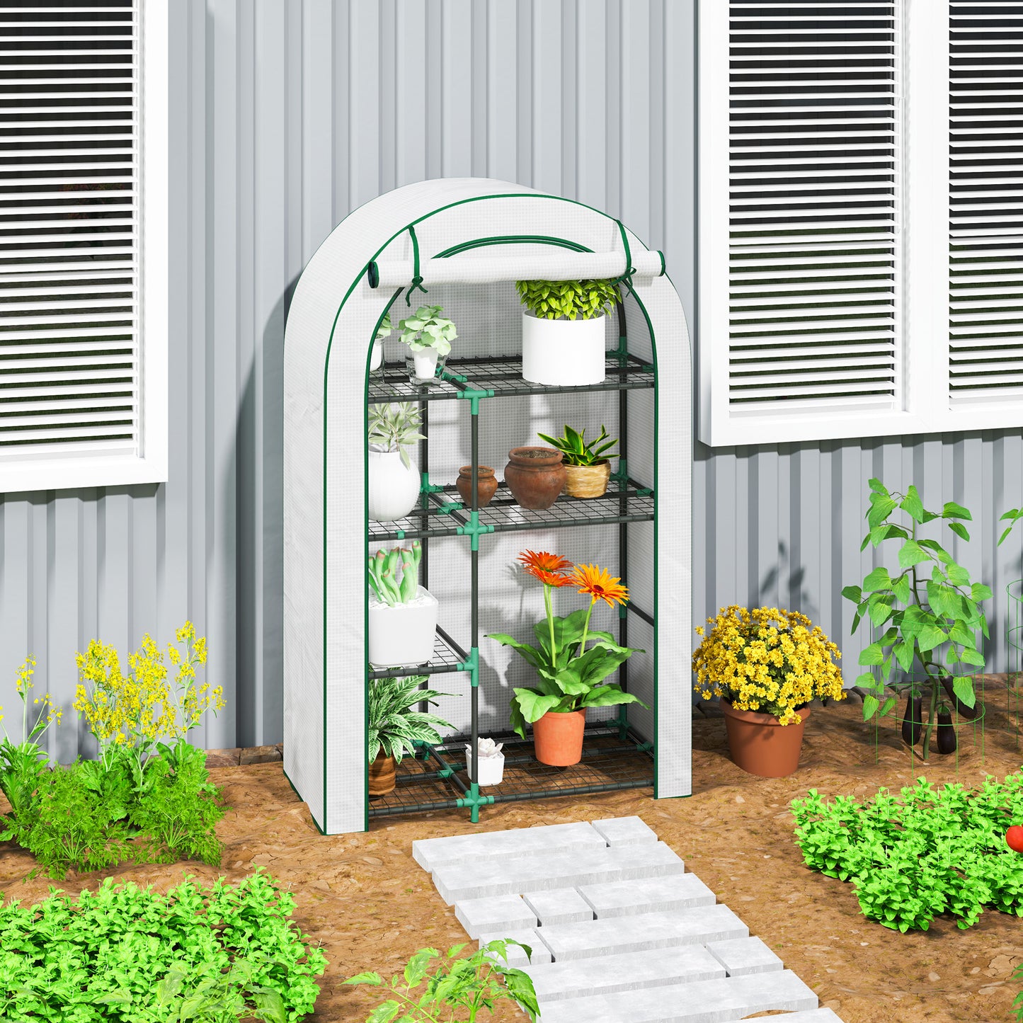 Winter-proof steel greenhouse with shelves - 100x45x160 cm