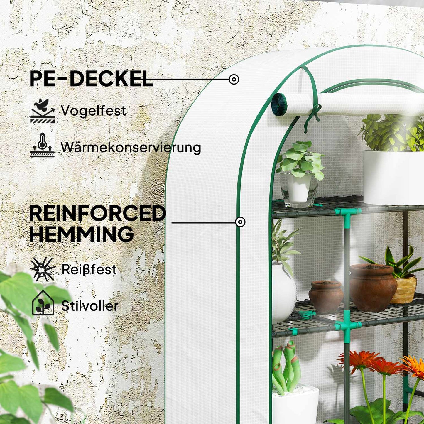 Winter-proof steel greenhouse with shelves - 100x45x160 cm