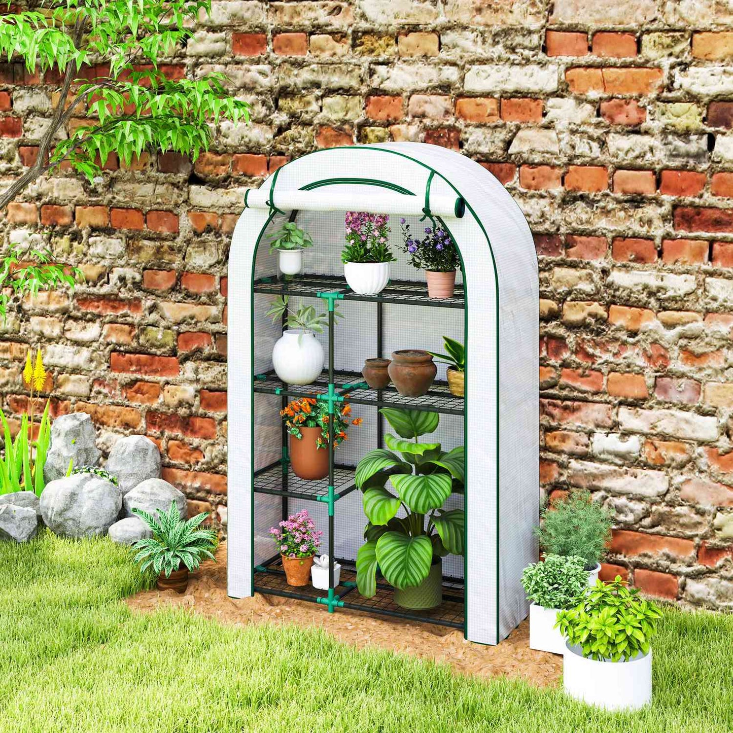 Winter-proof steel greenhouse with shelves - 100x45x160 cm