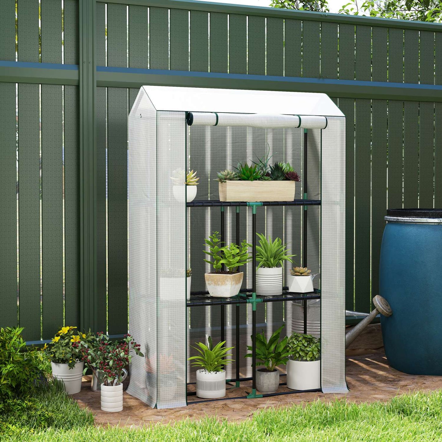 Greenhouse with shelves, UV protection, winterproof film
