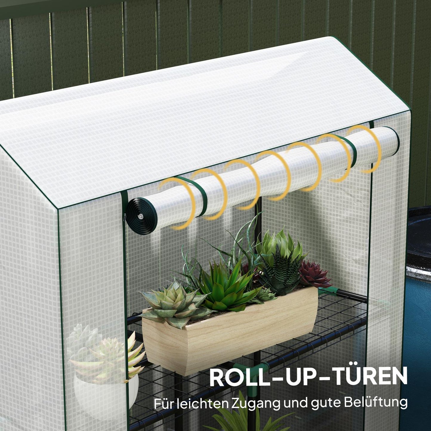 Greenhouse with shelves, UV protection, winterproof film