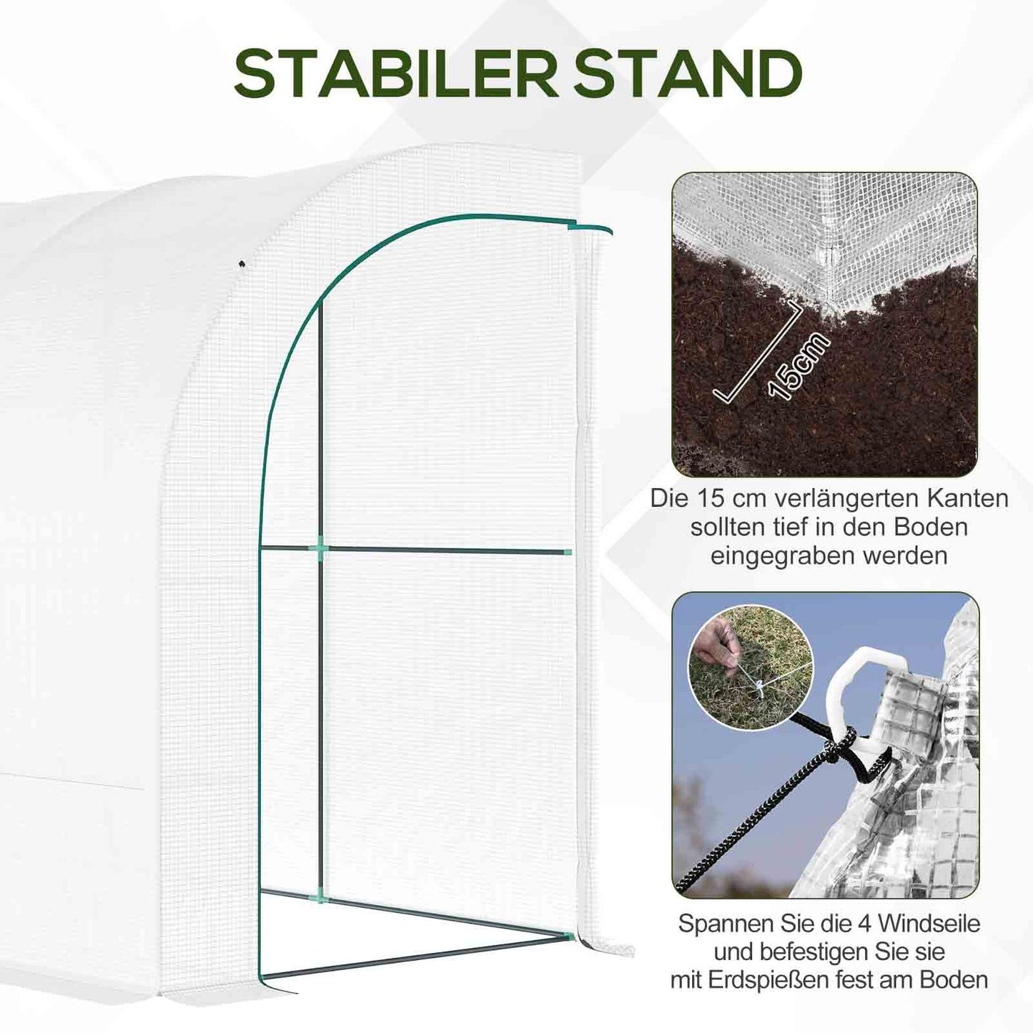 Greenhouse with shelves & windows, Steel frame, 300x150x213 cm
