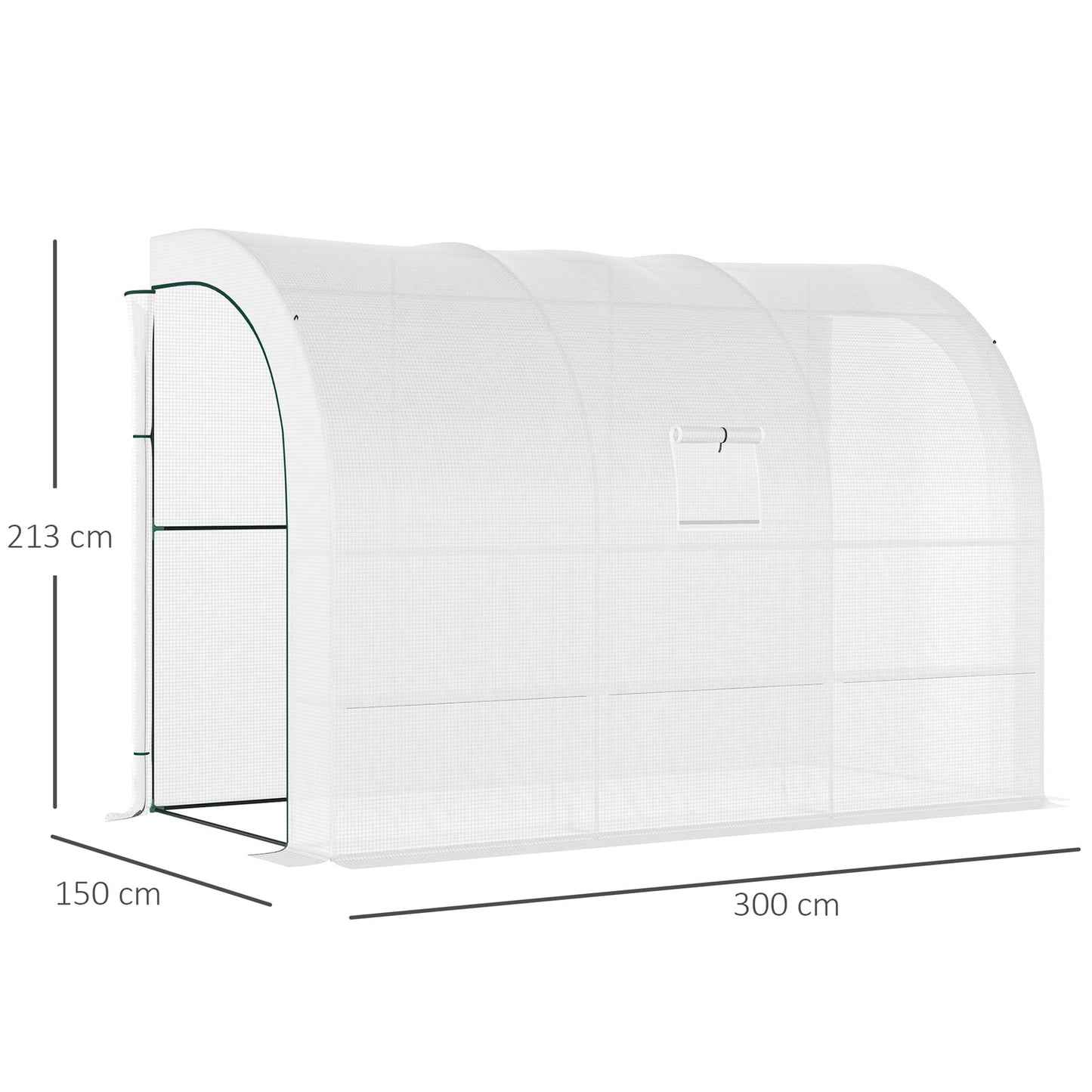 Greenhouse with shelves & windows, Steel frame, 300x150x213 cm