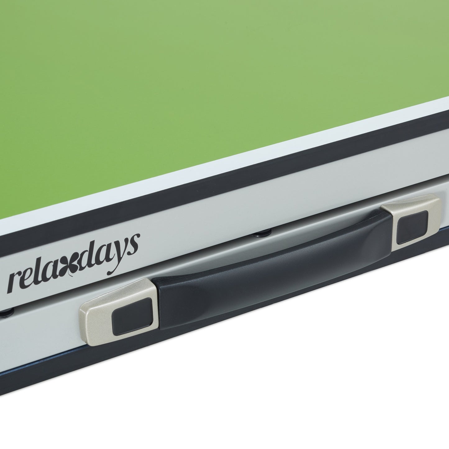 Green ping pong table with accessories