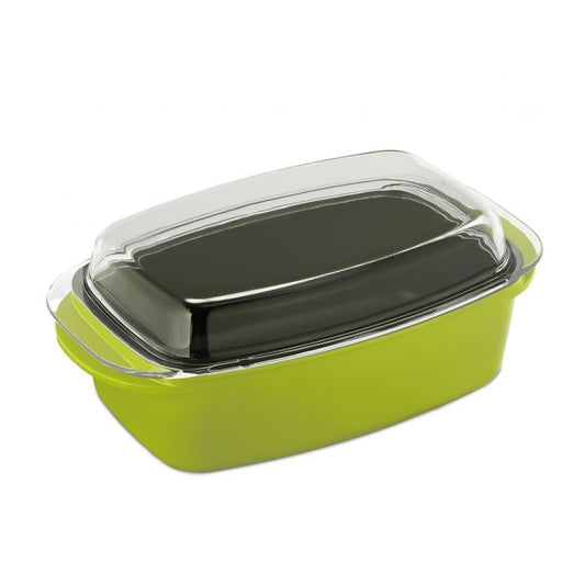 Green roaster with glass lid