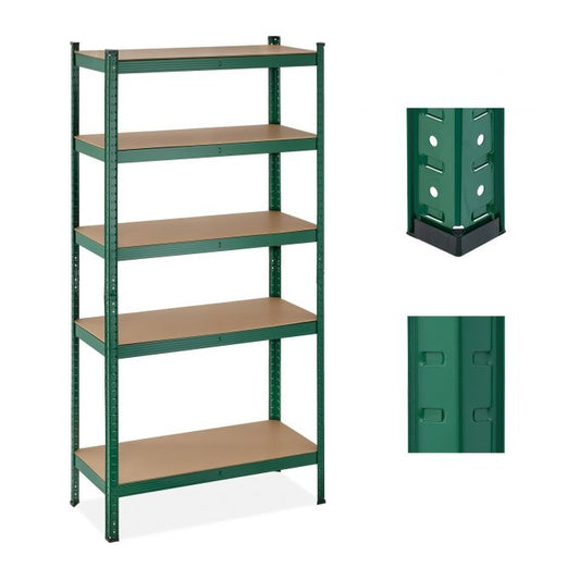 Green sturdy shelves with 5 levels