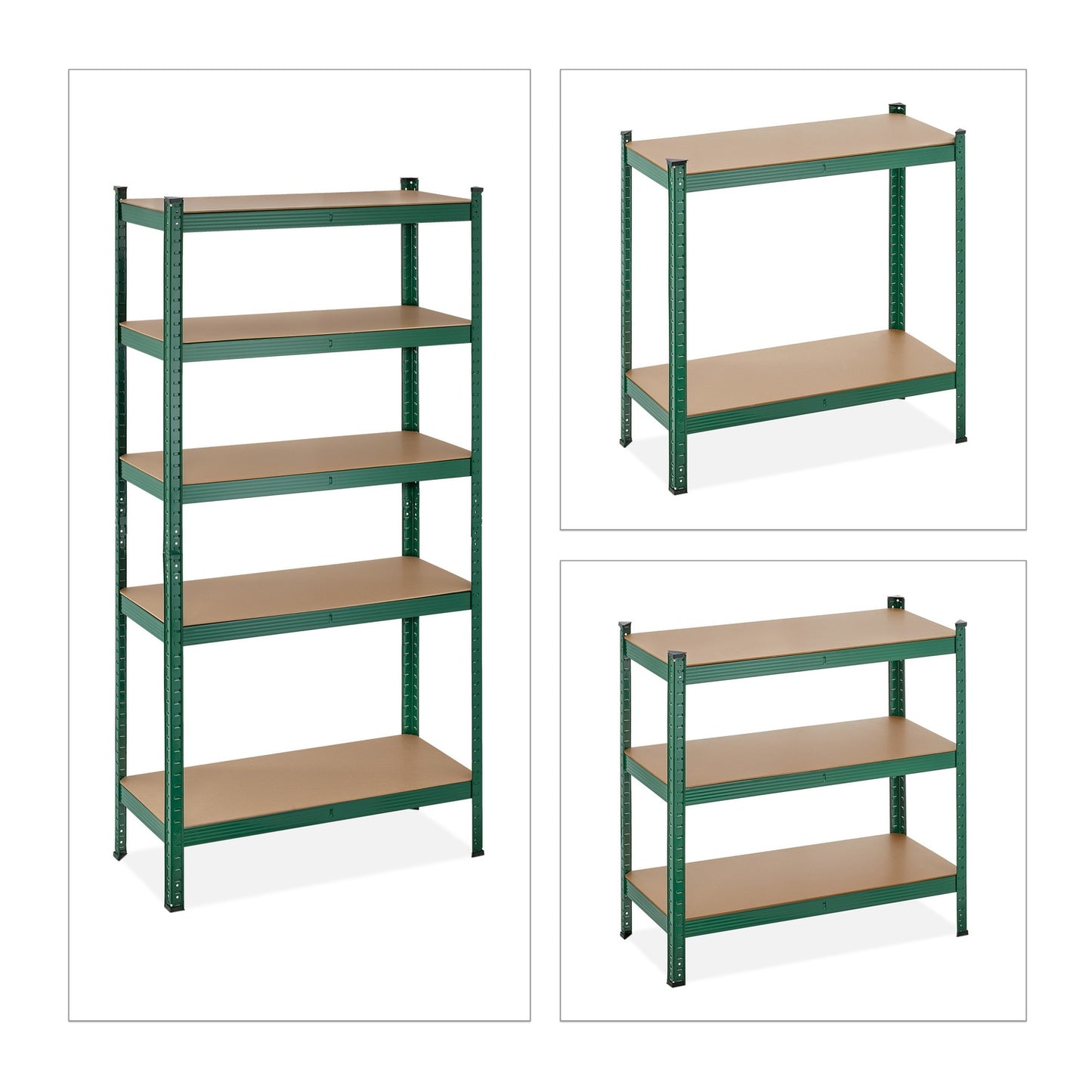 Green sturdy shelves with 5 levels