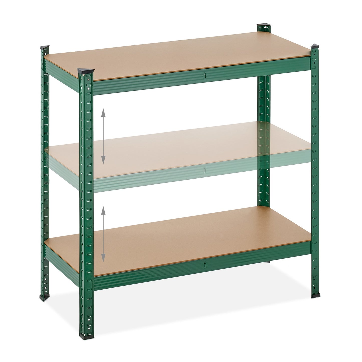 Green sturdy shelves with 5 levels