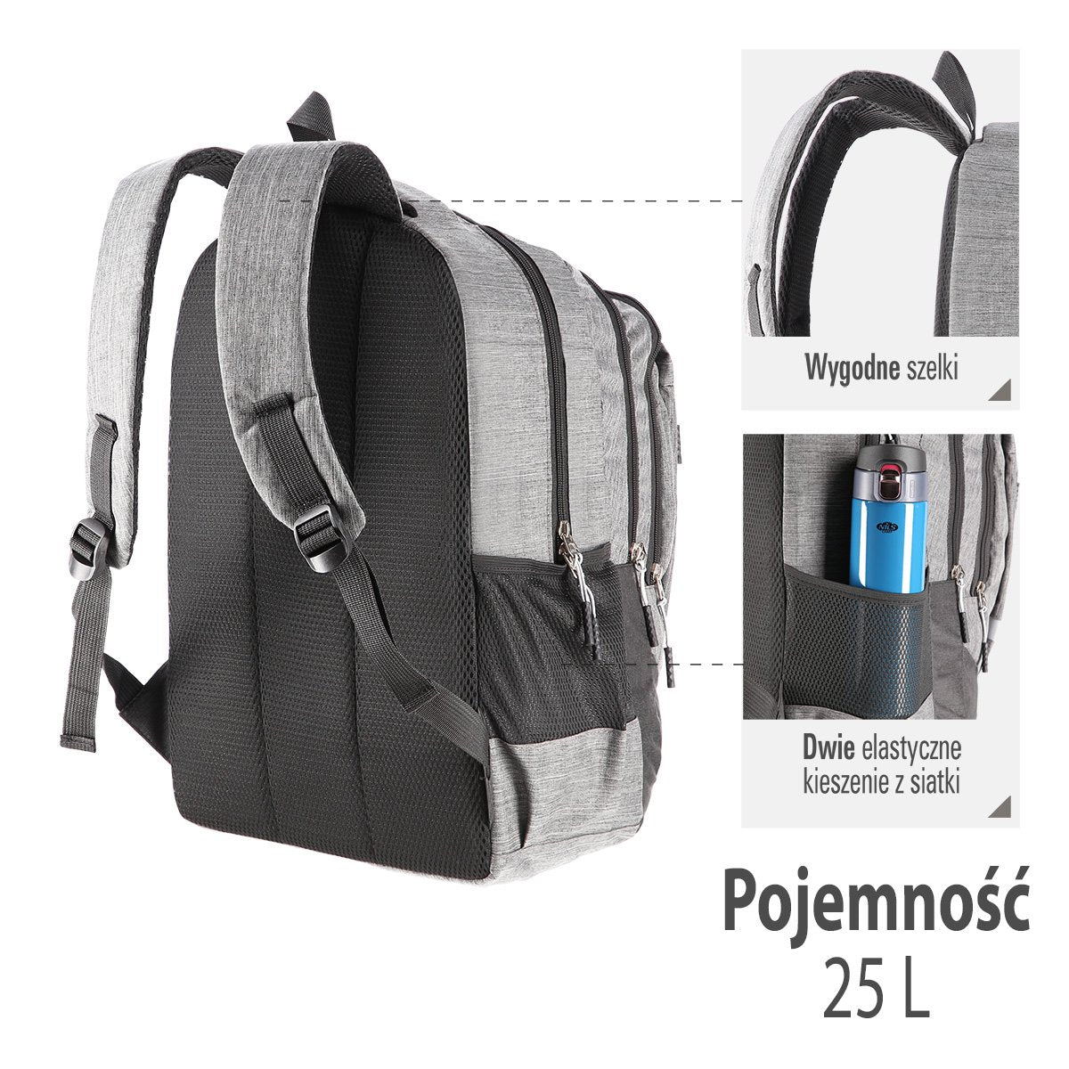 Grey Daypack, Compact and Lightweight Backpack