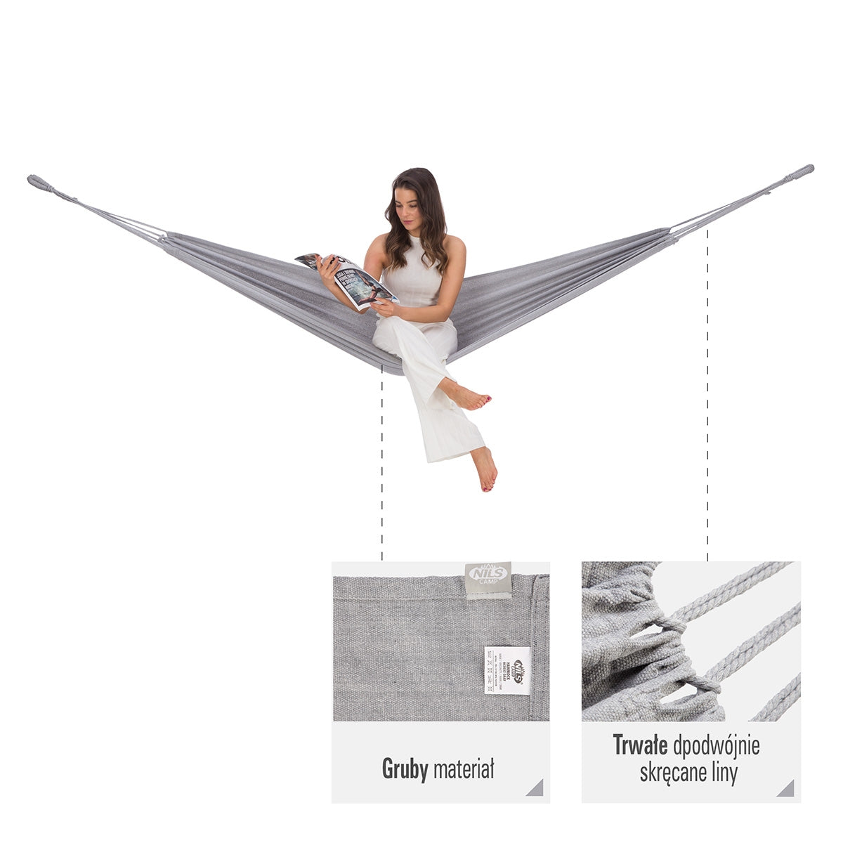 Grey Hammock 200x100 cm – Durable Outdoor Use