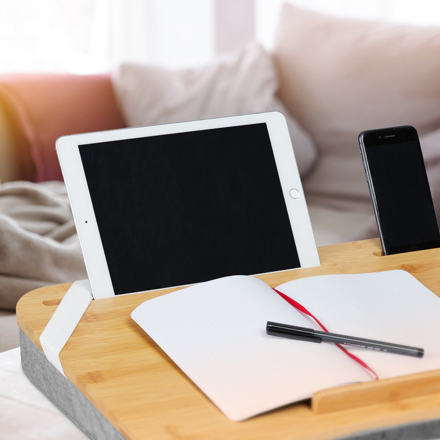 Grey Lapdesk with Bamboo Tray